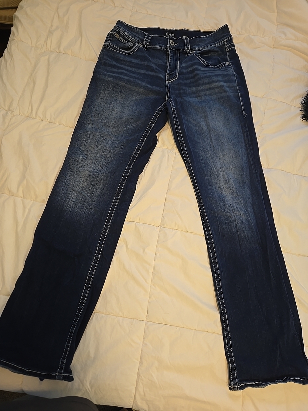 Buckle Black Men's Blue Stonwashed Denim Jeans No 9 Bootleg 33x 34 Pants 0538